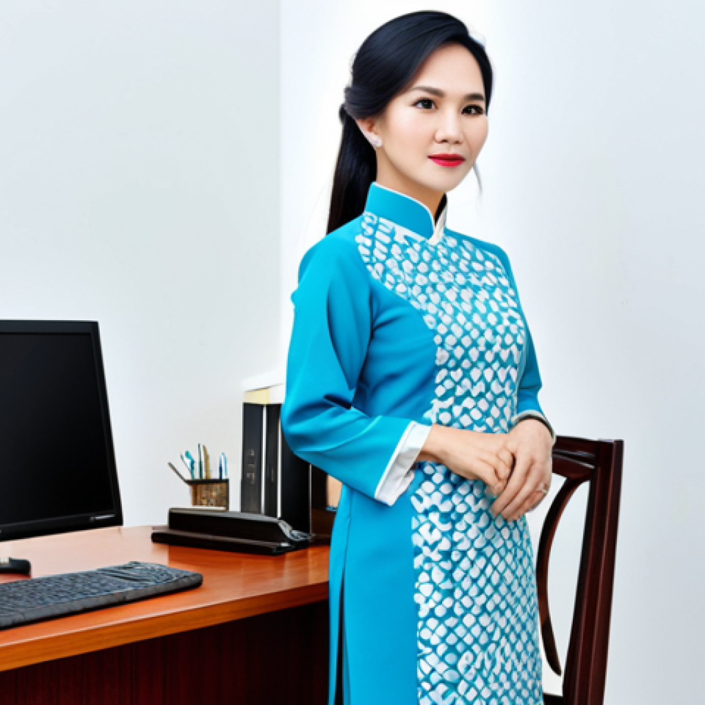**
"A professional Vietnamese woman in a modest Ao Dai, standing in a modern office in Ho Chi Minh City, fully clothed, appropriate attire, safe for work, perfect anatomy, natural proportions, professional photography, high quality, family-friendly."
**