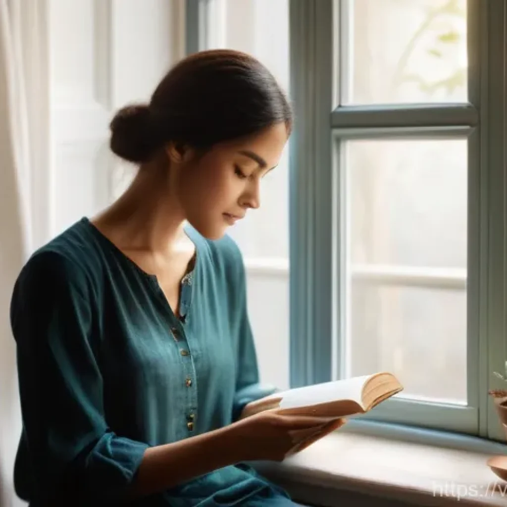 자서전적 치료법의 향후 전망 - **Prompt 1: Serene Self-Reflection and Healing Through Writing**
A thoughtful woman, dressed in ...