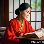 Home 21 자서전적 치료법의 단점과 한계 - A thoughtful middle-aged Vietnamese woman sitting peacefully in a cozy, softly lit room decorated wi...