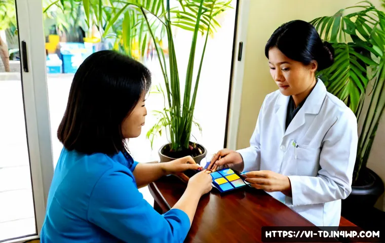 자서전적 치료법의 진단적 도구 - Photorealistic Vietnamese counseling session, compassionate female therapist and middle-aged Vietnam...